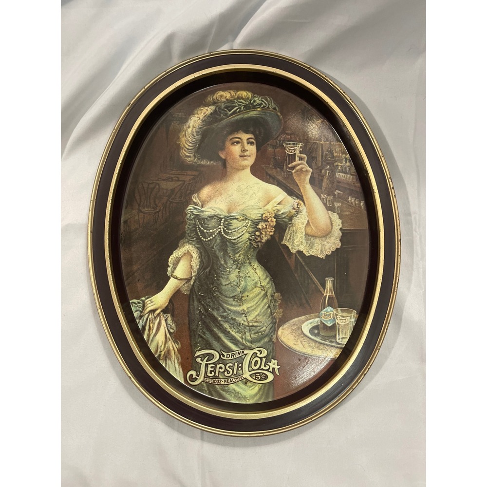 Vintage‎ Pepsi-Cola Metal Serving Tray Gibson Girl Fabcraft Inc Oval Soda Sign